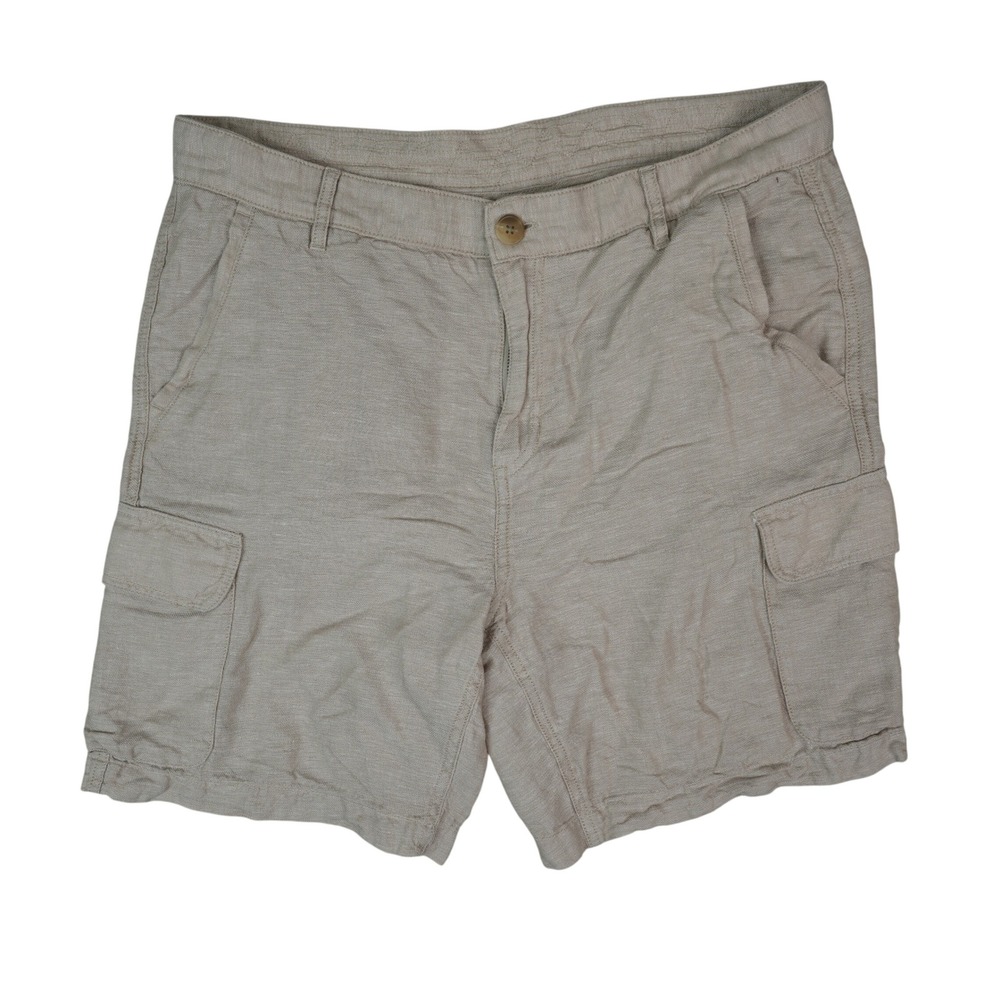 Panama Jack Cargo Shorts Mens 36x7.5 Tan Linen Blend Casual Safari Beach Resort